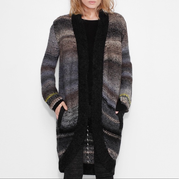 NWOT New ZADIG & VOLTAIRE Yuno Pa Multicolor Striped Open Front Cardigan Medium - Picture 2 of 15